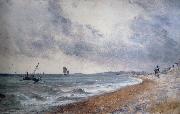 John Constable Hove Beach,withfishing boats oil painting